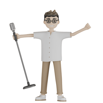 3d Isolated Man is Singing png
