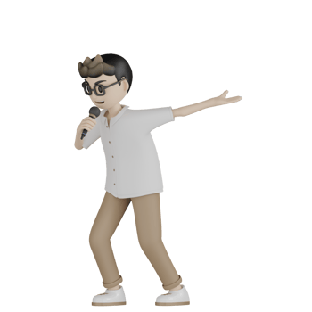 3d Isolated Man is Singing png