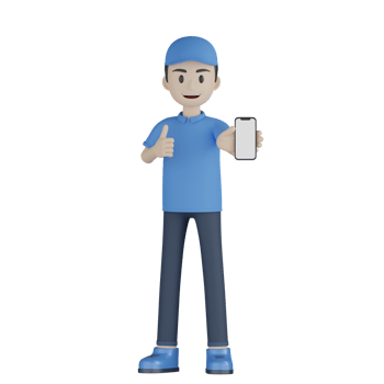 3d Isolated Courier in blue uniform png
