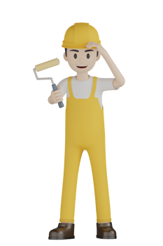 3d Isolated Construction Laborers in yellow uniform png