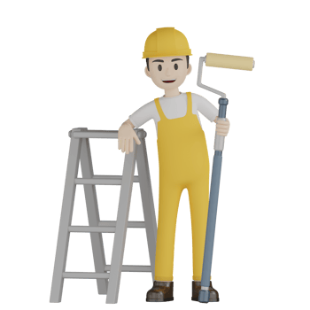 3d Isolated Construction Laborers in yellow uniform png