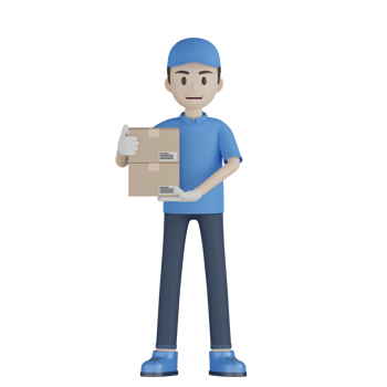3d Isolated Courier in blue uniform png