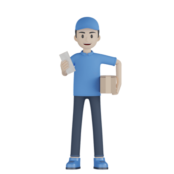3d Isolated Courier in blue uniform png