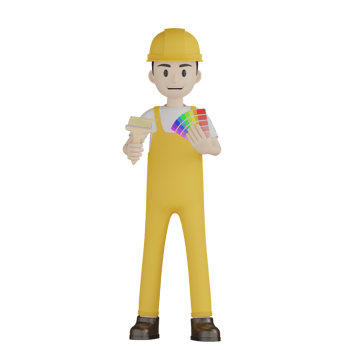 3d Isolated Construction Laborers in yellow uniform png
