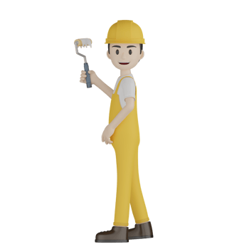 3d Isolated Construction Laborers in yellow uniform png