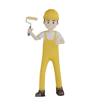 3d Isolated Construction Laborers in yellow uniform png