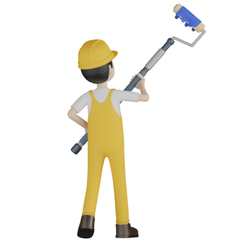 3d Isolated Construction Laborers in yellow uniform png