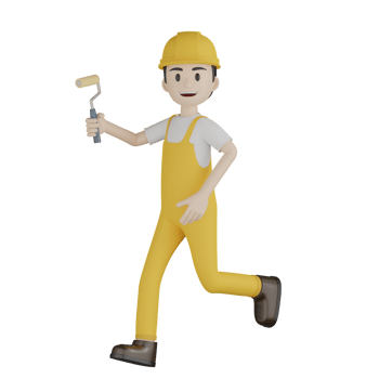 3d Isolated Construction Laborers in yellow uniform png