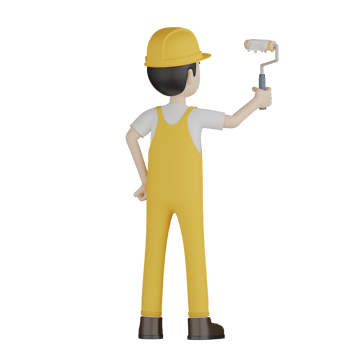3d Isolated Construction Laborers in yellow uniform png