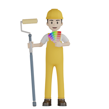 3d Isolated Construction Laborers in yellow uniform png