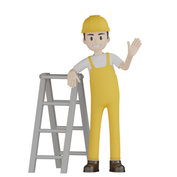 3d Isolated Construction Laborers in yellow uniform png