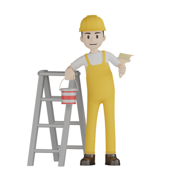 3d Isolated Construction Laborers in yellow uniform png