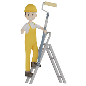 3d Isolated Construction Laborers in yellow uniform png