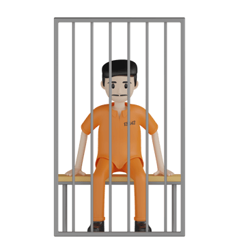 3d Isolated Prisoners in prison uniforms png