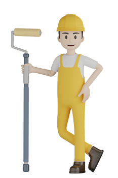 3d Isolated Construction Laborers in yellow uniform png