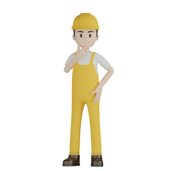 3d Isolated Construction Laborers in yellow uniform png