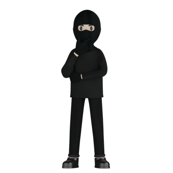 3D Isolated Robber in black costume and masked png