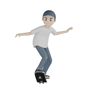 3d Isolated Skater in action png