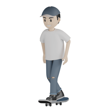 3d Isolated Skater in action png