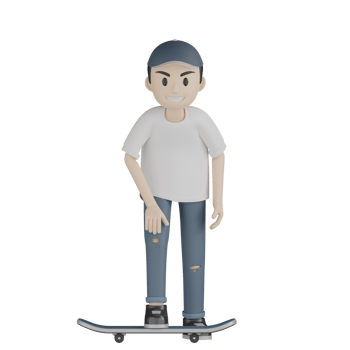 3d Isolated Skater in action png