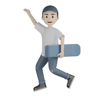 3d Isolated Skater in action png