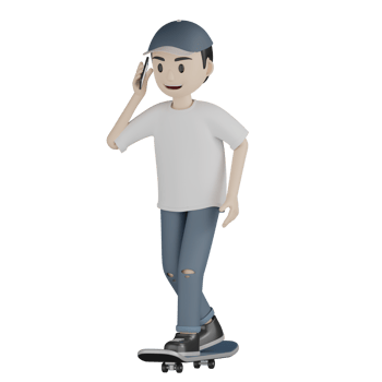 3d Isolated Skater in action png