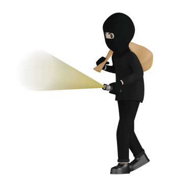 3D Isolated Robber in black costume and masked png