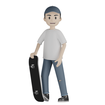 3d Isolated Skater in action png