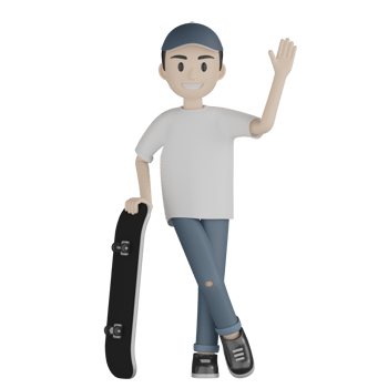 3d Isolated Skater in action png