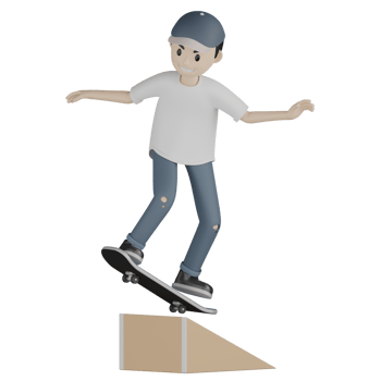 3d Isolated Skater in action png