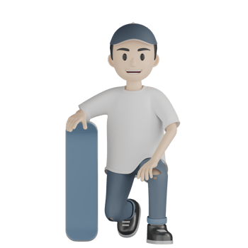 3d Isolated Skater in action png