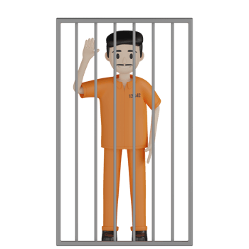 3d Isolated Prisoners in prison uniforms png
