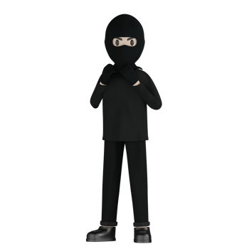 3D Isolated Robber in black costume and masked png