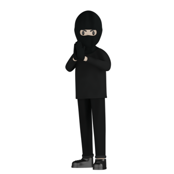 3D Isolated Robber Man in black costume and mask png