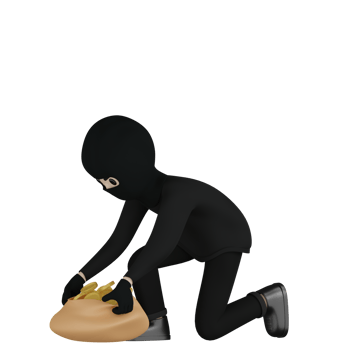 3D Isolated Robber Man in black costume and mask png