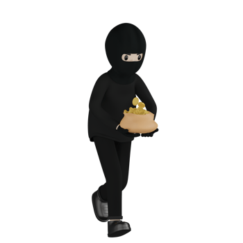 3D Isolated Robber Man in black costume and mask png