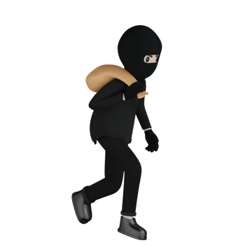 3D Isolated Robber Man in black costume and mask png