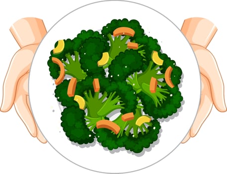 Hands holding salad bowl vector