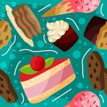 Cake and Desserts Seamless Background vector