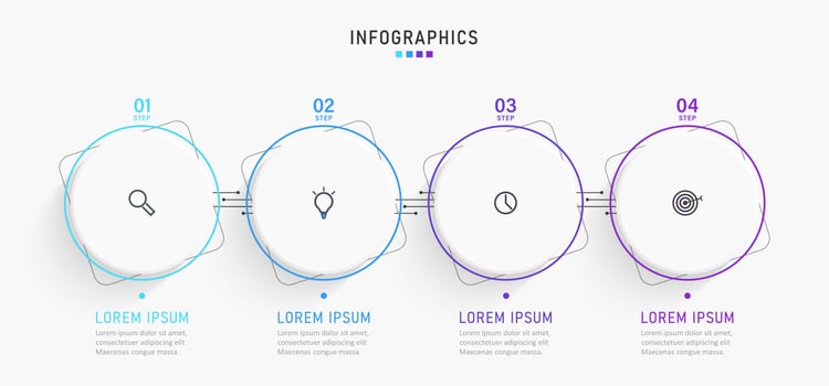 Vector Infographic label design template with icons and 4 options or steps. Can be used for process diagram, presentations, workflow layout, banner, flow chart, info graph.