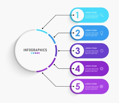 Vector Infographic label design template with icons and 5 options or steps. Can be used for process diagram, presentations, workflow layout, banner, flow chart, info graph.