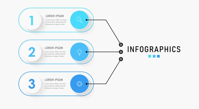 Vector Infographic label design template with icons and 3 options or steps. Can be used for process diagram, presentations, workflow layout, banner, flow chart, info graph.