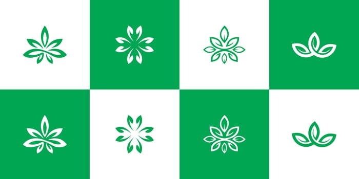 set of Green Leaf Icon Vector Logo Template