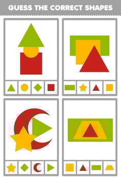 Education game for children guess the correct shapes geometric quiz printable worksheet vector