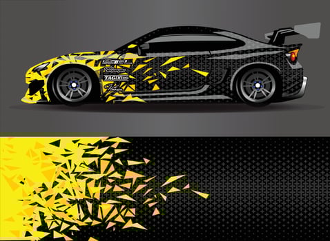 Car wrap design vector. Graphic abstract stripe racing background kit designs for wrap vehicle  race car  rally  adventure and livery vector