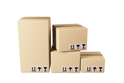 Cardboard boxes stacking various size 3D illustration delivery packing  and transportation shiping logistics storage on pink background png