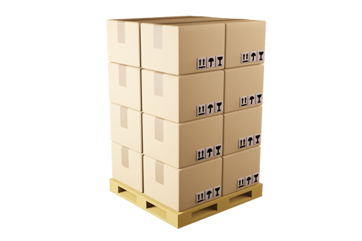 Cardboard boxes stacking on wooden pallet 3D illustration delivery packing  and transportation shiping logistics storage png