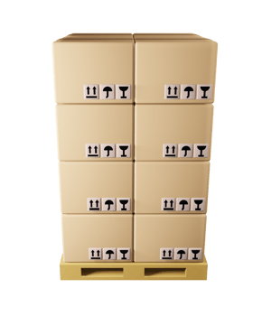 Cardboard boxes stacking on wooden pallet 3D illustration delivery packing  and transportation shiping logistics storage front view png