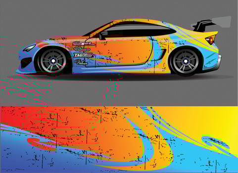 Car wrap design vector. Graphic abstract stripe racing background kit designs for wrap vehicle  race car  rally  adventure and livery vector