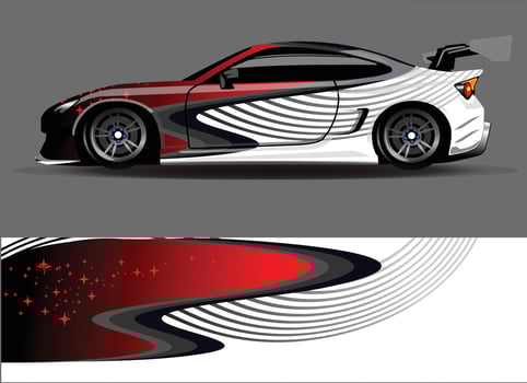 Car wrap design vector. Graphic abstract stripe racing background kit designs for wrap vehicle  race car  rally  adventure and livery vector